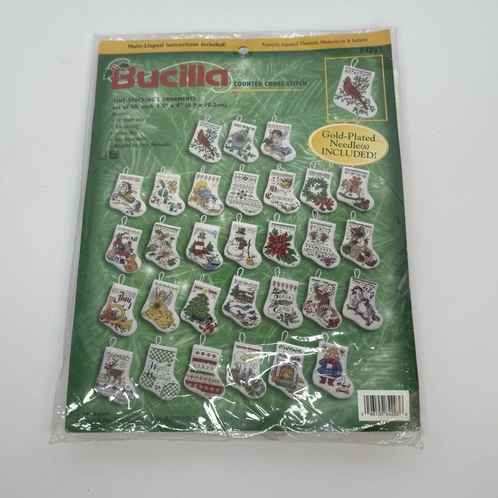 Bucilla Counted Cross Stitch Kit #84293 30 Tiny Christmas Stocking‎ Ornaments